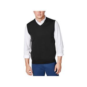 CLUBROOM Mens Black V Neck Sweater Vest XXL